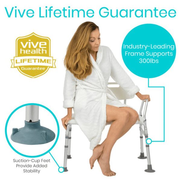 Vive Health Bath Transfer Bench with Back - White Hot on Sale